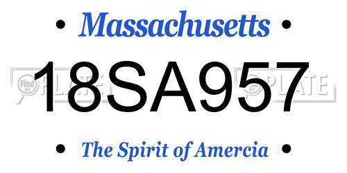 18SA957 Massachusetts License Plate