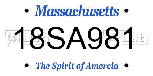 18SA981 Massachusetts License Plate