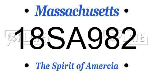 18SA982 Massachusetts License Plate