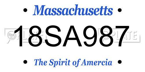 18SA987 Massachusetts License Plate