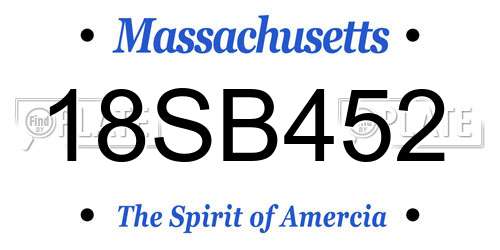 18SB452 Massachusetts License Plate