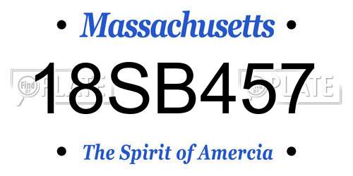 18SB457 Massachusetts License Plate