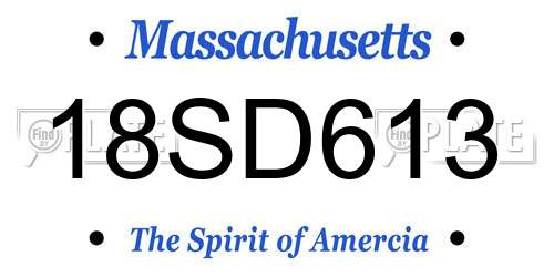 18SD613 Massachusetts License Plate