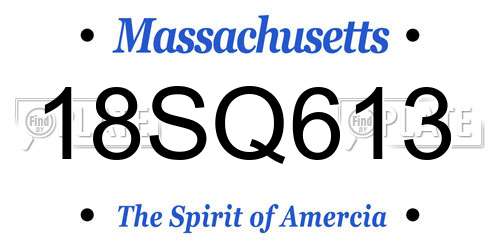 18SQ613 Massachusetts License Plate