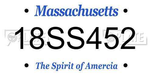 18SS452 Massachusetts License Plate