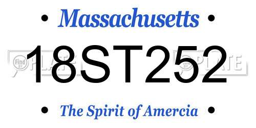 18ST252 Massachusetts License Plate