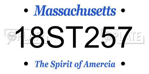 18ST257 Massachusetts License Plate