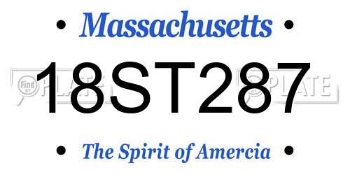 18ST287 Massachusetts License Plate