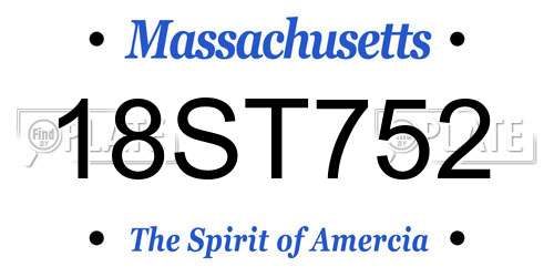 18ST752 Massachusetts License Plate