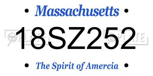 18SZ252 Massachusetts License Plate