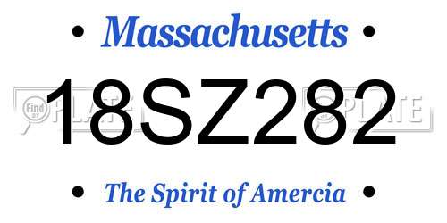 18SZ282 Massachusetts License Plate