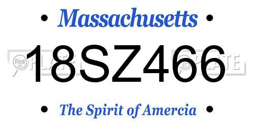 18SZ466 Massachusetts License Plate