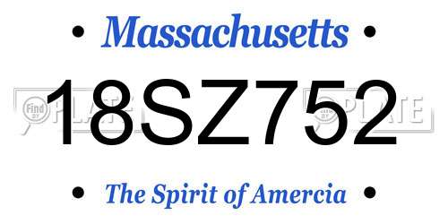 18SZ752 Massachusetts License Plate