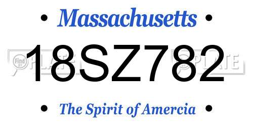 18SZ782 Massachusetts License Plate