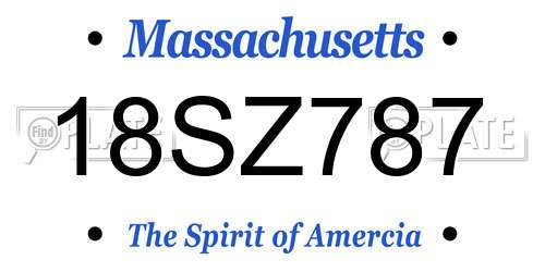 18SZ787 Massachusetts License Plate