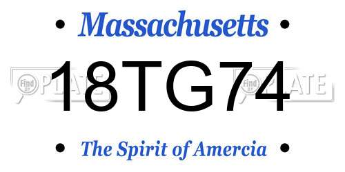 18TG74 Massachusetts License Plate