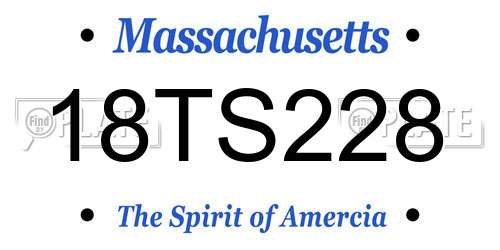 18TS228 Massachusetts License Plate