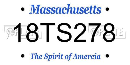 18TS278 Massachusetts License Plate