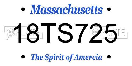 18TS725 Massachusetts License Plate