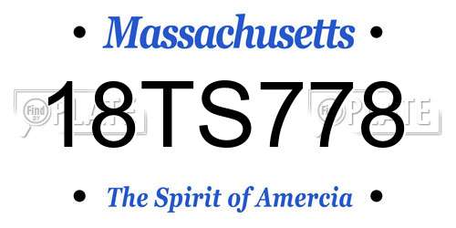 18TS778 Massachusetts License Plate