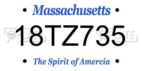 18TZ735 Massachusetts License Plate
