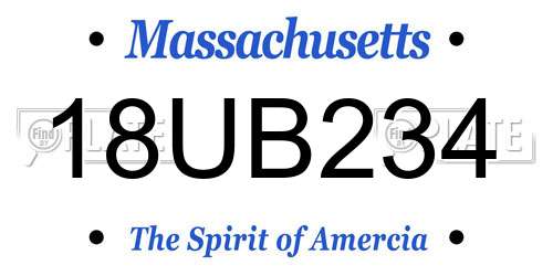 18UB234 Massachusetts License Plate