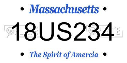 18US234 Massachusetts License Plate