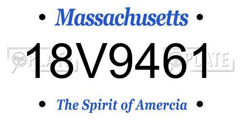 18V9461 Massachusetts License Plate