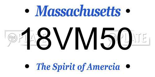 18VM50 Massachusetts License Plate