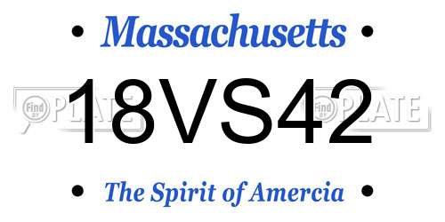 18VS42 Massachusetts License Plate