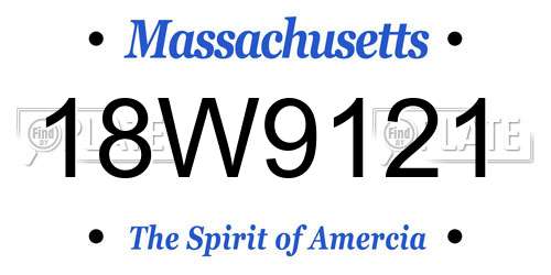 18W9121 Massachusetts License Plate
