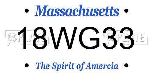 18WG33 Massachusetts License Plate