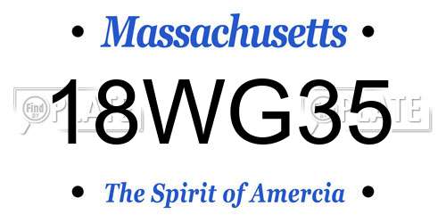 18WG35 Massachusetts License Plate