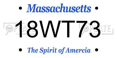 18WT73 Massachusetts License Plate