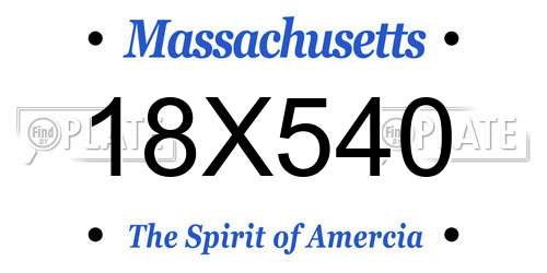 18X540 Massachusetts License Plate
