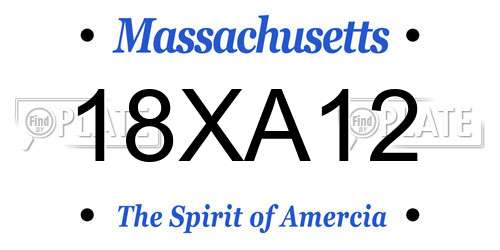 18XA12 Massachusetts License Plate