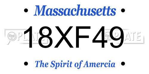 18XF49 Massachusetts License Plate
