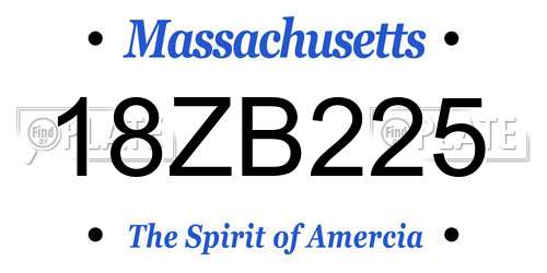 18ZB225 Massachusetts License Plate