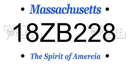 18ZB228 Massachusetts License Plate
