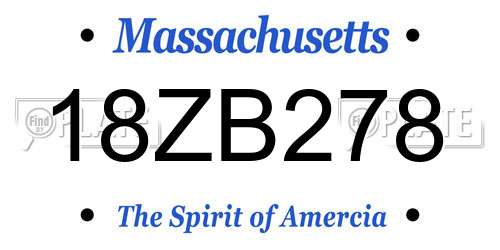 18ZB278 Massachusetts License Plate