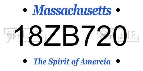 18ZB720 Massachusetts License Plate