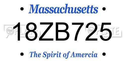 18ZB725 Massachusetts License Plate