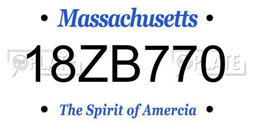 18ZB770 Massachusetts License Plate