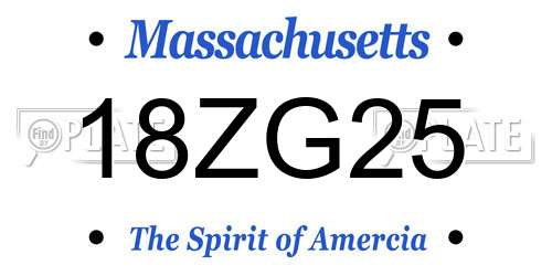 18ZG25 Massachusetts License Plate