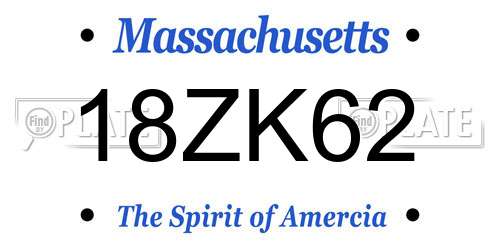 18ZK62 Massachusetts License Plate