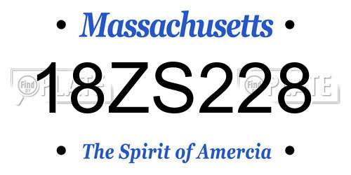 18ZS228 Massachusetts License Plate
