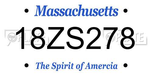 18ZS278 Massachusetts License Plate