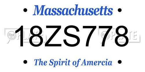 18ZS778 Massachusetts License Plate