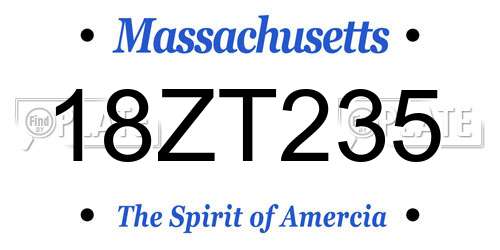 18ZT235 Massachusetts License Plate