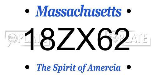 18ZX62 Massachusetts License Plate